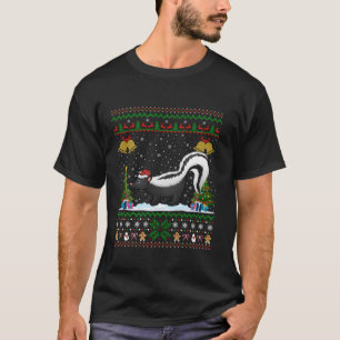 T-shirt Drôle Skunks Xmas Cadeau Santa Hat Ugly Skunk Chri