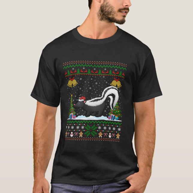 T-shirt Drôle Skunks Xmas Cadeau Santa Hat Ugly Skunk Chri (Devant)