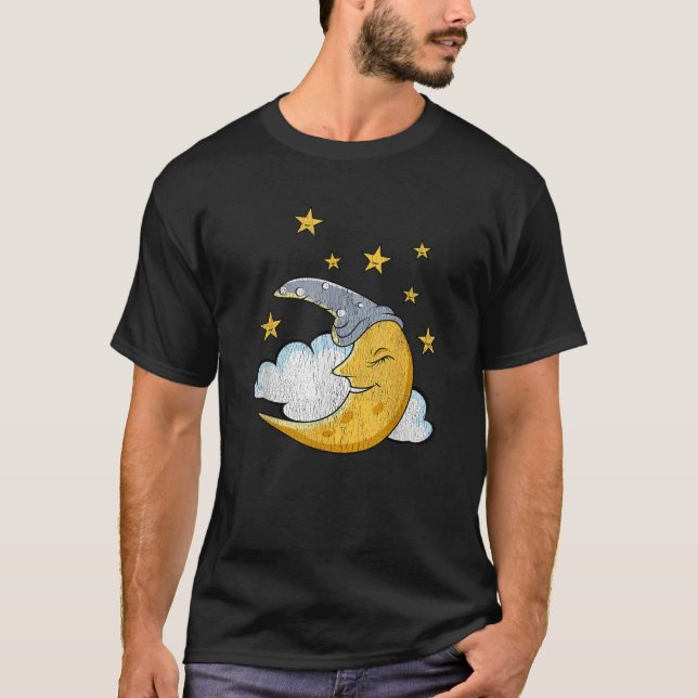 T-shirt Drôle Sleepy Moon Stars Cloud Pjs pyjamas Dormir (Devant)