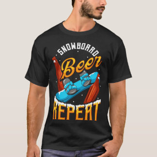 T-shirt Drôle Snowboard Bière Répétition Snowboard