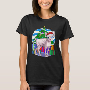 T-shirt Drôle Sphynx Cat Père Noël cadeau de Noël Arbre Dé