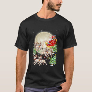 T-shirt Drôle Sphynx Cat Reindeer Père Noël Sleigh Joyeux 
