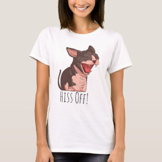 T-shirt Drôle Sphynx Chat Hiss Off Meow Chat Kitten