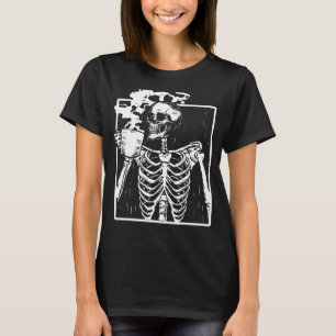 T-shirt Drôle Squelette Boire Café Café Caféine Lover Coff
