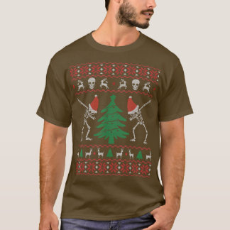 T-shirt Drôle Squelette Dabbing Vilain Chandail De Noël Po