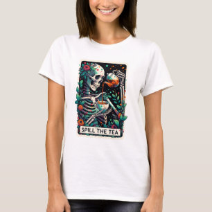 T-shirt Drôle Squelette déverser Tarot de thé