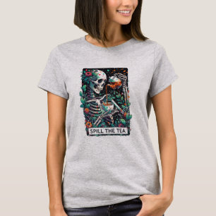 T-shirt Drôle Squelette déverser Tarot de thé dégoûté