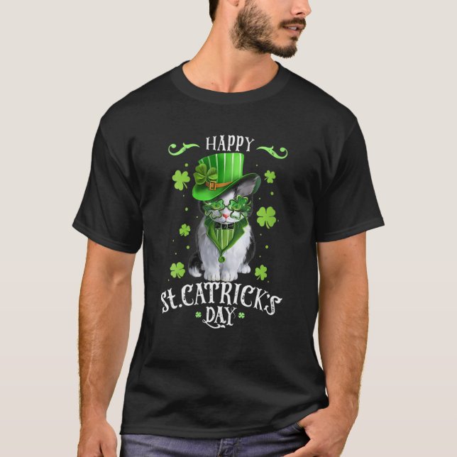 T-shirt Drôle St Pat's Paddy Patrick Day's Happy St Cat Tr (Devant)