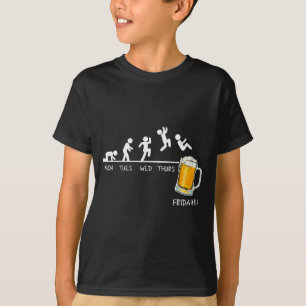 T-shirt Drôle Stickman Sautant Bière Jours De La Semaine V