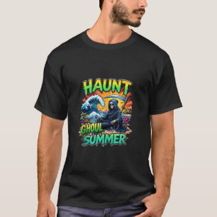 T-shirt Drôle Summerween Vibes Skeleton Ice Cream HOT GHOU
