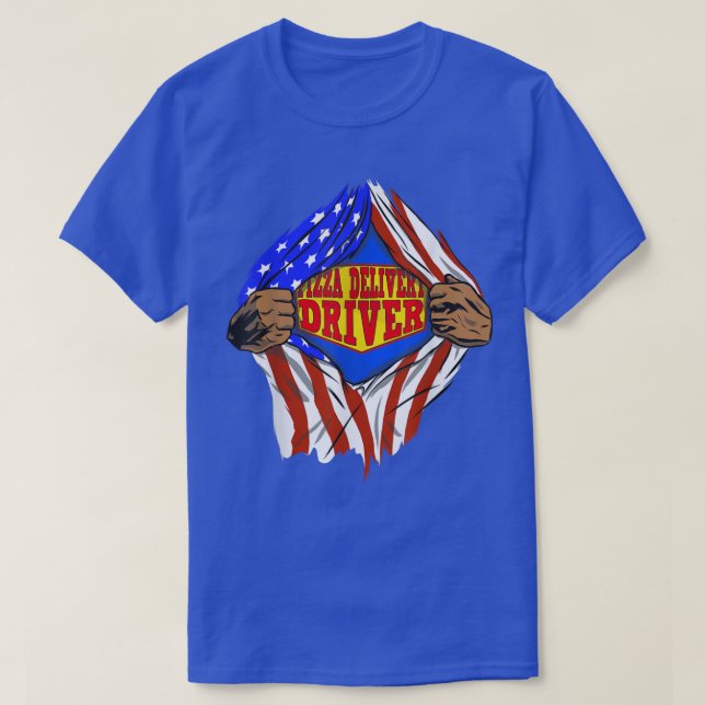 T-shirt Drôle Super Pizza Livraison Pilote Héros Travail (Design devant)
