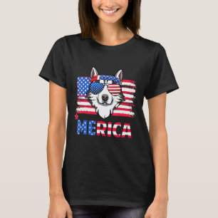 T-shirt Drôle Suspendu Avec Maman Husky Merica 4 Juillet