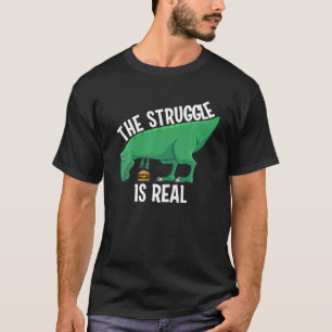 T-shirt Drôle T-rex Hamburger Cadeau Cool La Lutte Est Re