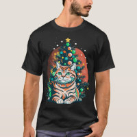 Drôle Tabby Chat Merry Xmas Pyjamas Chritsmas Arbr
