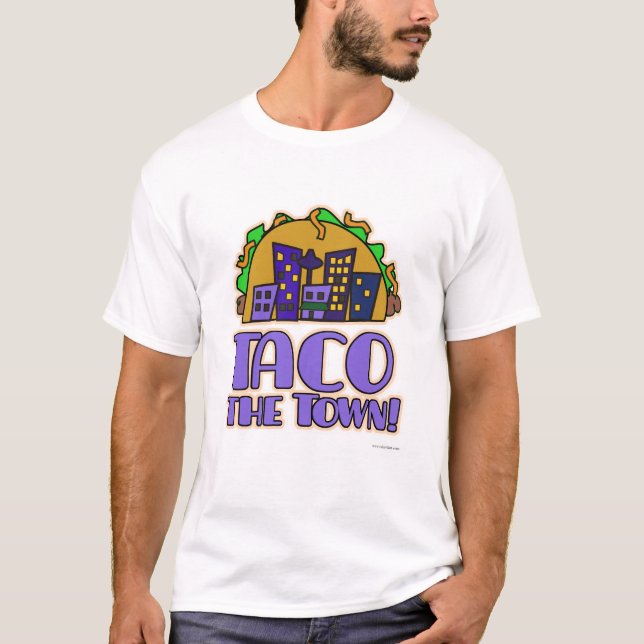 T-shirt Drôle Taco la ville Caricature alimentaire mexicai (Devant)