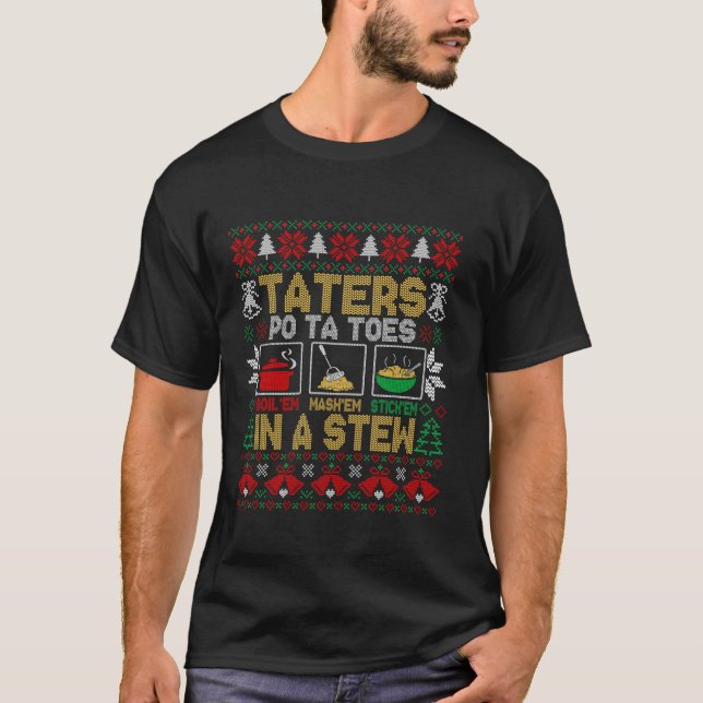 T-shirt Drôle Taters de Noël Pommes de terre Vilain Noël (Devant)