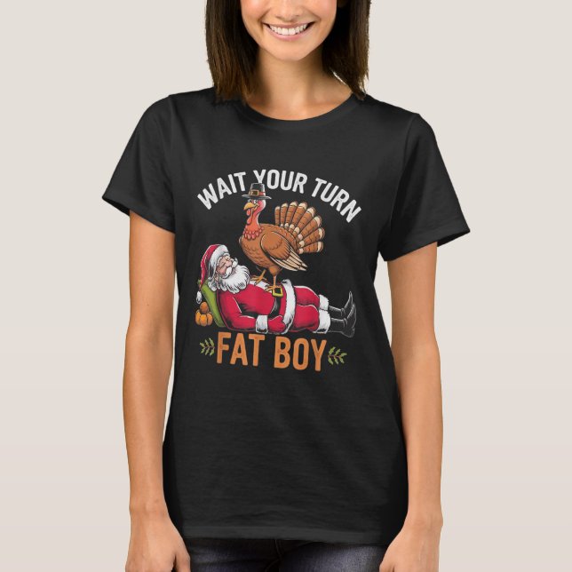 T-shirt Drôle Thanksgiving Noël Turquie Vs Père Noël Pour  (Devant)