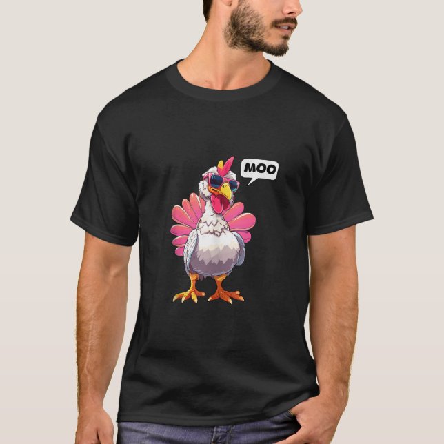 T-shirt Drôle Thanksgiving Turkey Moo I m A Cow Men Women (Devant)