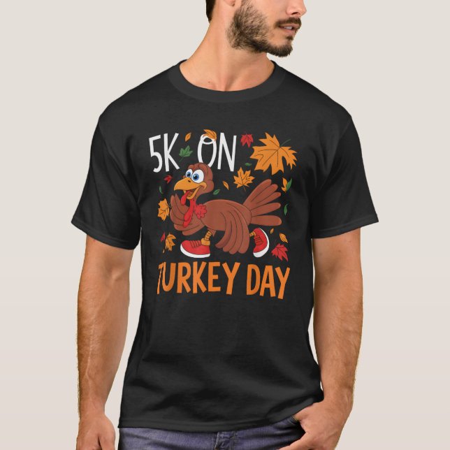 T-shirt Drôle Thanksgiving Turquie Trot 5K Run Fun Turkey  (Devant)