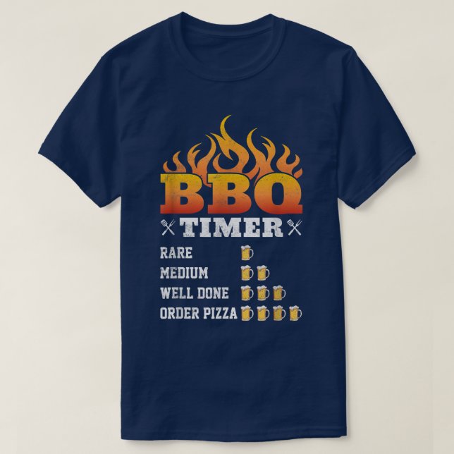 T-shirt Drôle Timer barbecue, Timer barbecue Grill Gri (Design devant)