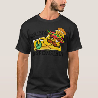T-shirt Drôle toon Tequila prise avec Sombrero Drink Respo