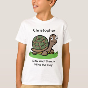 T-shirt Drôle Tortoise Lente Et Régulière Nom Personnalisé