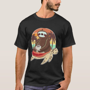T-shirt Drôle Tortue D'Équitation De Fentes Boire Son