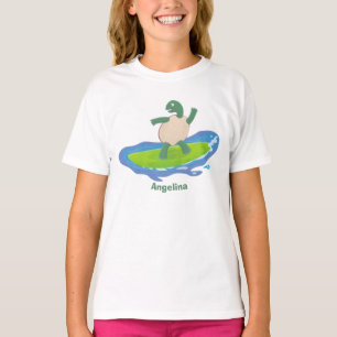 T-shirt Drôle tortue vague de surf dessin animé