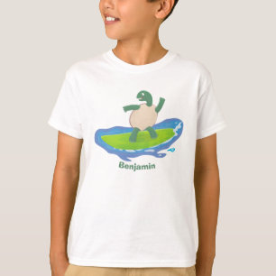 T-shirt Drôle tortue vague de surf dessin animé