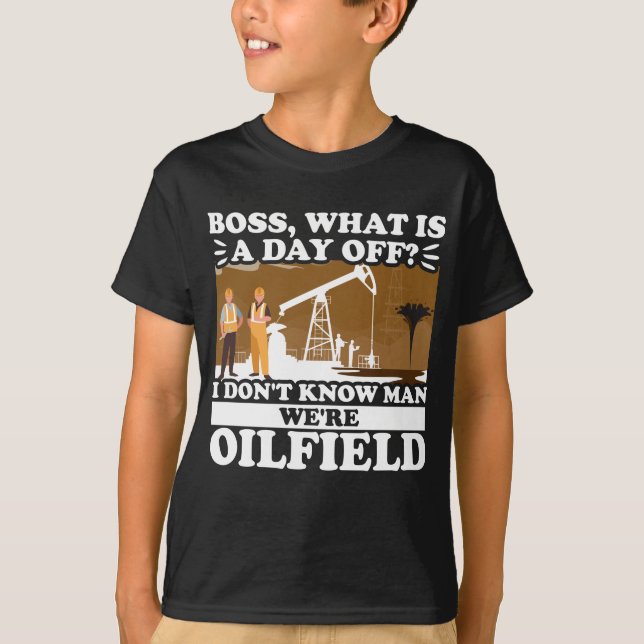 T-shirt Drôle Travailleur De L'Huile Col Rouge Boss, Qu'Es (Devant)