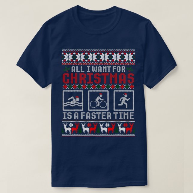 T-shirt Drôle Triathlon Douille de Noël moche pour Triatho (Design devant)