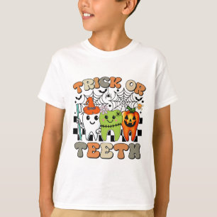 T-shirt Drôle Trick Ou Dents Halloween Dental Hygiéniste O