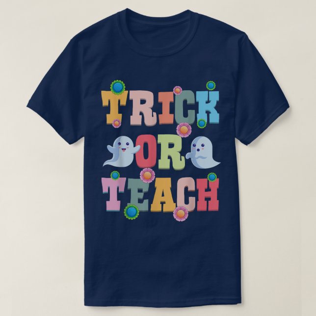 T-shirt Drôle Trick ou Enseignant Costume d'Halloween 334 (Design devant)