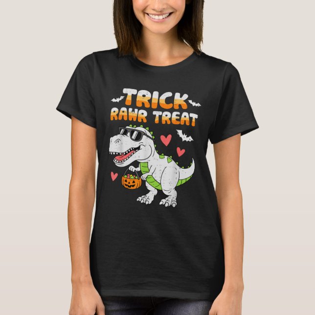 T-shirt Drôle Trick Rawr Traiter Dinosaur T Rex Halloween  (Devant)