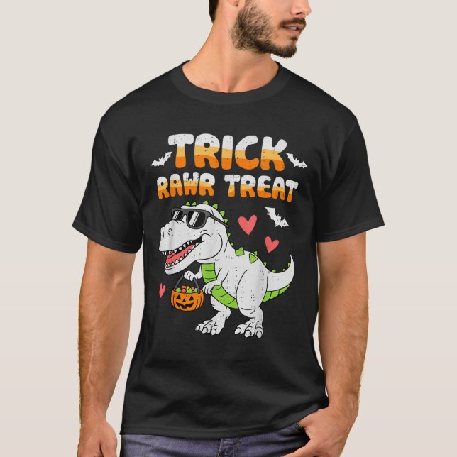 T-shirt Drôle Trick Rawr Traiter Dinosaur T Rex Halloween  (Devant)