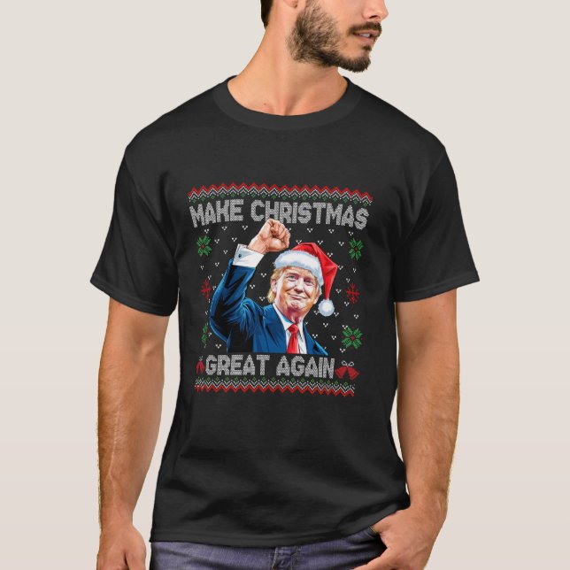 T-shirt Drôle Trump 2024 Rendre Noël super à nouveau laid  (Devant)