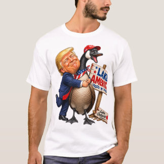 T-shirt Drôle Trump Embrassant Oie Lac Amérique Politique 