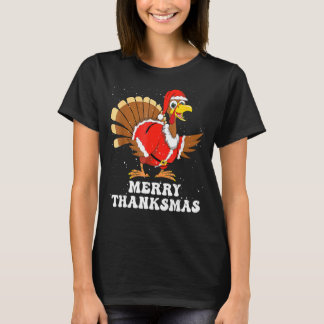 T-shirt Drôle Turquie Père Noël Joyeux Thanksmas Noël Merc