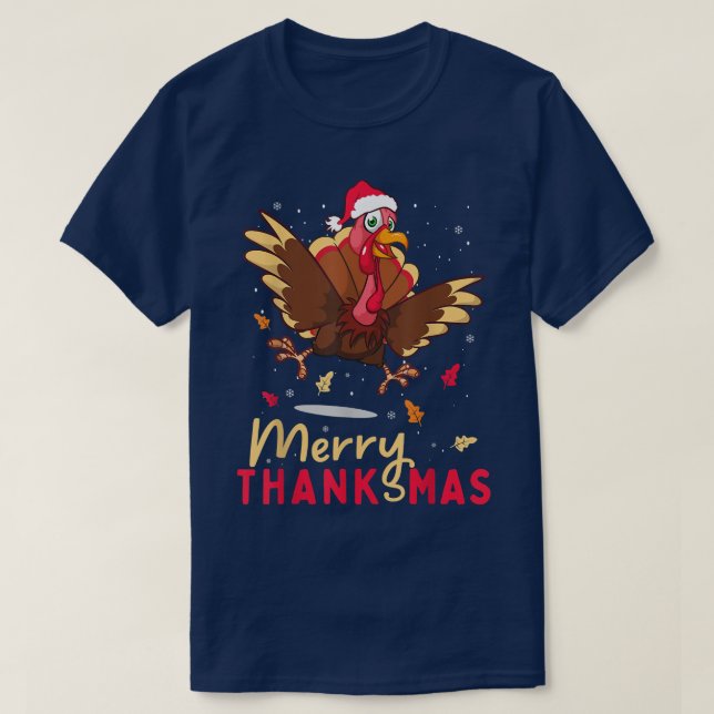 T-shirt Drôle Turquie Père Noël Joyeux Thanksmas Noël Merc (Design devant)