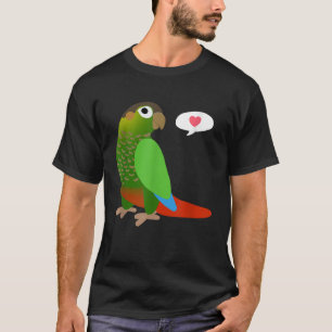 T-shirt Drôle Vert Joue Conure Avec Coeur Chemise Parrot B