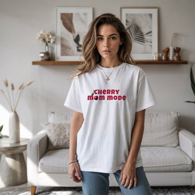 T-shirt Drôle vibe cerise rouge slogan fête des mères (Créateur téléchargé)