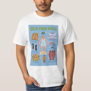 T-shirt Drôle Vieux Homme poupée en papier