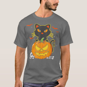 T-shirt Drôle Vintage effrayant Halloween Black Cat sorcie