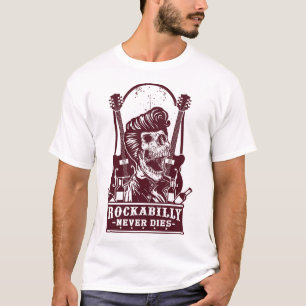T-shirt Drôle Vintage Rockabilly Skeleton