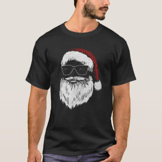 T-shirt Drôle visage Père Noël avec lunettes de soleil Cas