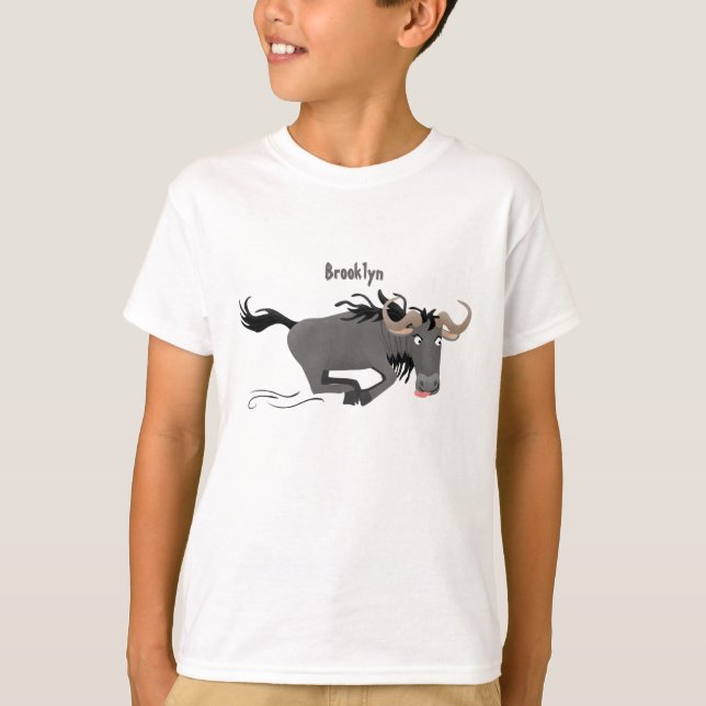 T-shirt Drôle wildebeest tourner dessin animé illustration (Devant)