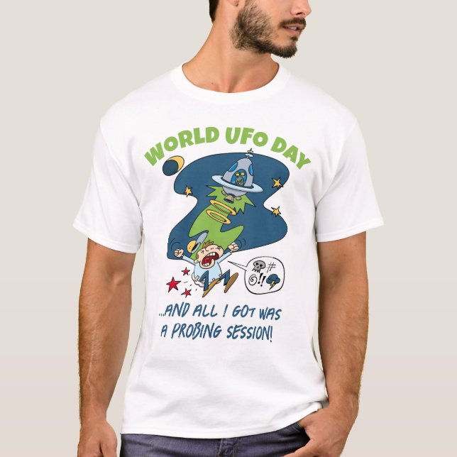 T-shirt Drôle World UFO Day Probing Session Cartoon (Devant)