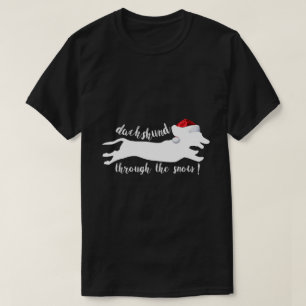 T-shirt drôles dachshund à travers la neige chemise de noë