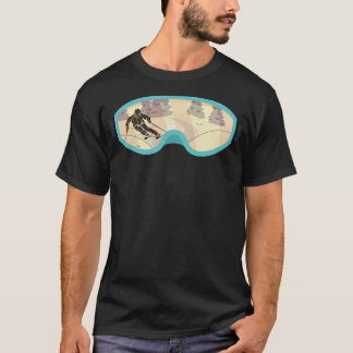 T-shirt drôles de lunettes de ski avec neige