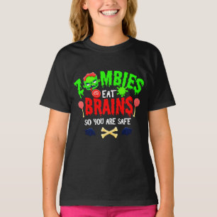 T-shirt Drôles de zombies d'Halloween mangent des cerveaux
